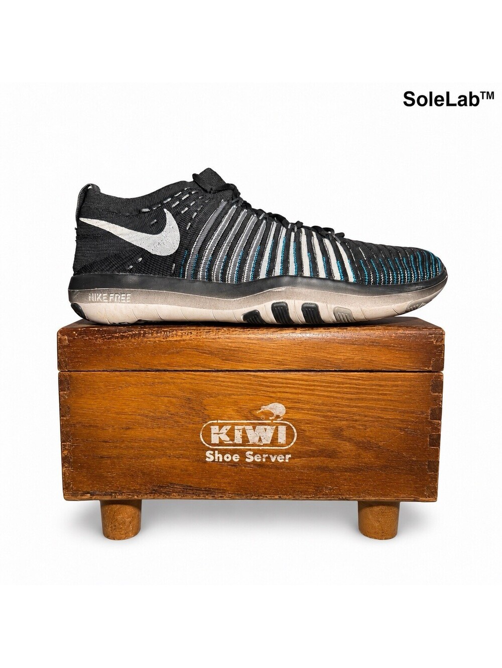 Nike Free Transform Flyknit Women’s 11 Black Grey Blue 833410-001 Training Shoes